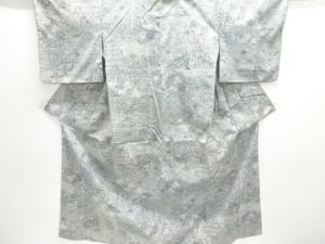 アンティーク　雪輪に草花模様手織り紬着物
